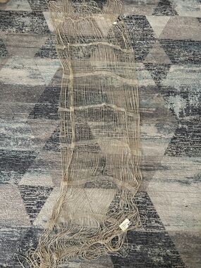 Light Beige Open Weave Fringe Scarf - Unbranded